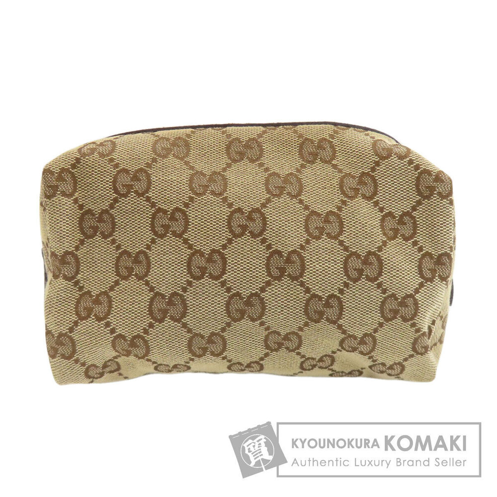 Gucci GG Cosmetic Pouch Clutch Canvas Leather